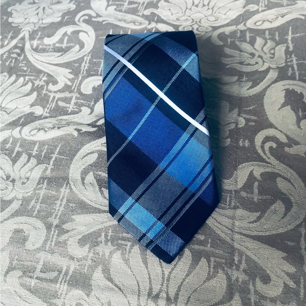 Blue Plaid Men's Tie
